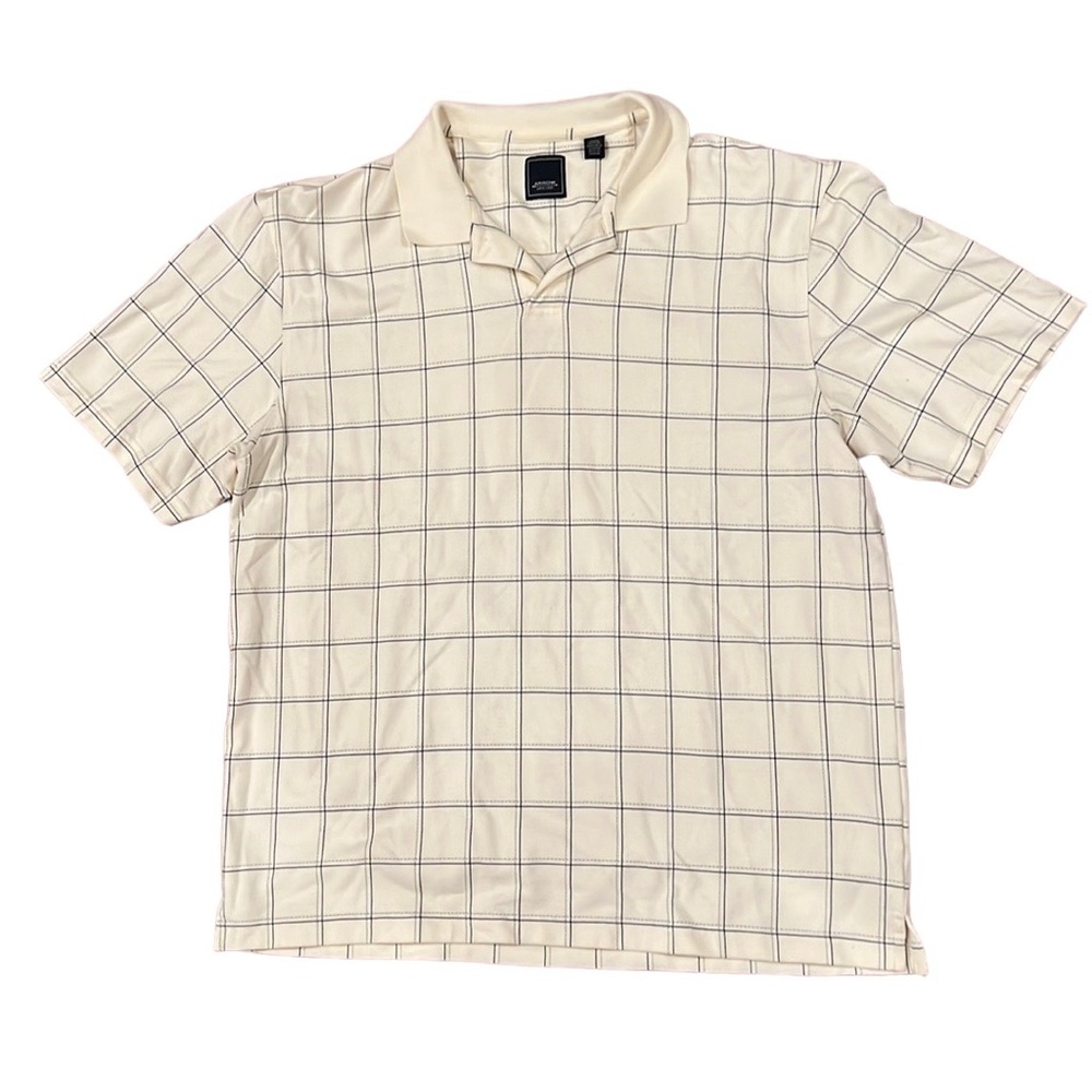 Arrow Short Sleeved Golf Polo, Cream with Navy Blue Size L